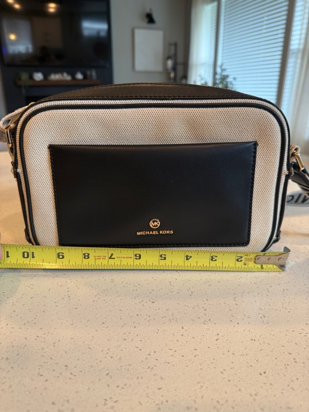 Michael Kors Black & Ivory Canvas Crossbody Camera Bag with Logo Strap - Picture 10 of 10